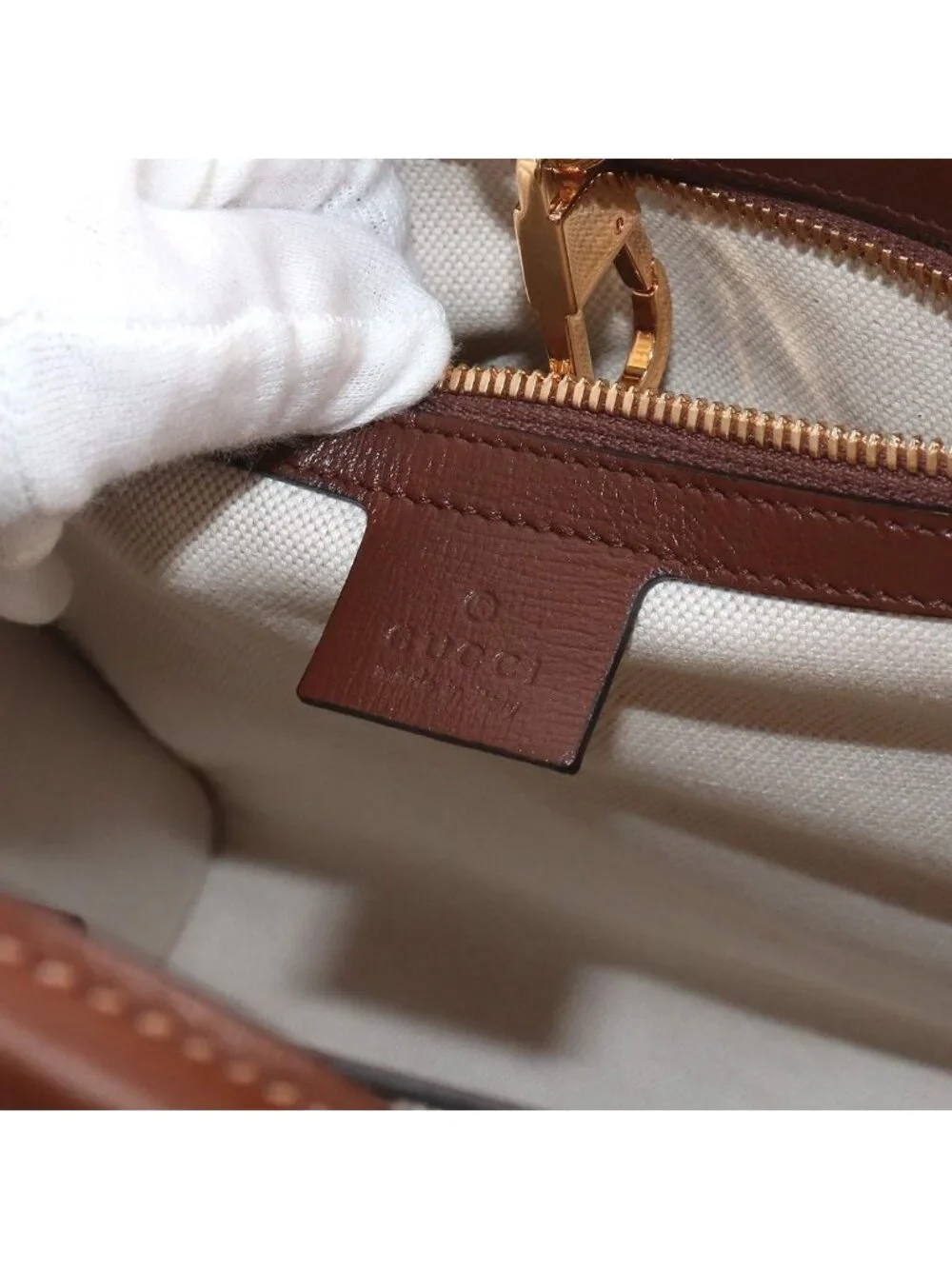 Gucci Interlocking Small 2-Way Tote Shoulder Bag GG Supreme Leather Beige - Picture 8 of 10